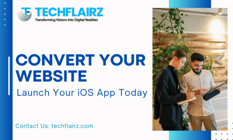 Website mockup converting into an iPhone app on a computer screen